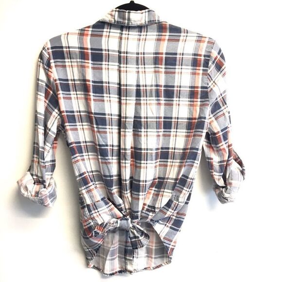 VELVET HEART Plaid Button Front Blouse White S - Picture 5 of 7